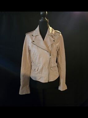 Banana Republic Light Blush Leather Moto Jacket Sz S NWOT